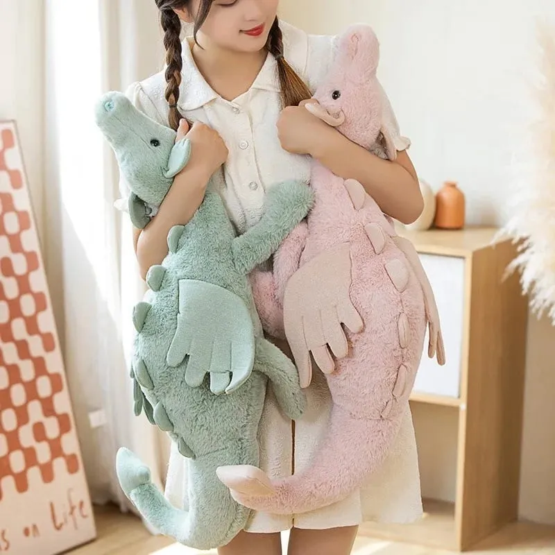 Blue Dragon Plush Toy Cute Soft Stuffed Animal with Colorful Spikes Wings Kids Birthday Gift Home Decoration Comfort Companion