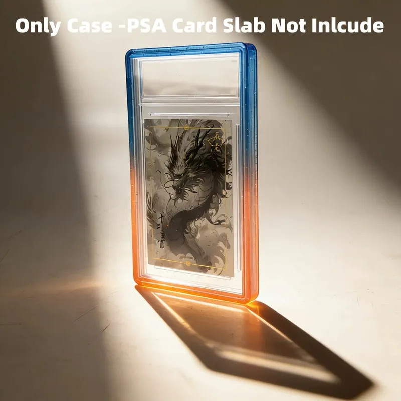 Glitter TPU Slab Bumper Guard Case Holder Protective Skin Display Sleeves with Clear Back for PSA 35PT Graded Trading Card