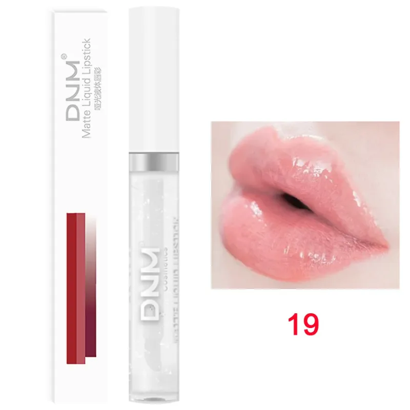 DNM 19 Färg Matt sammet flytande läppstift Vattenfast Håller Ej lätt att bleka Lipgloss Makeup Lila Röd Nude Lip Tint Kosmetika