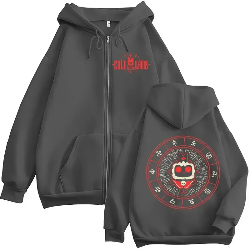 New Game Cult of The Lamb Zipper Hoodie Men Women Vintage Long Sleeve Fashion Jacket Sweatshirt Fleece Coats Oversized Hoodies — image 4