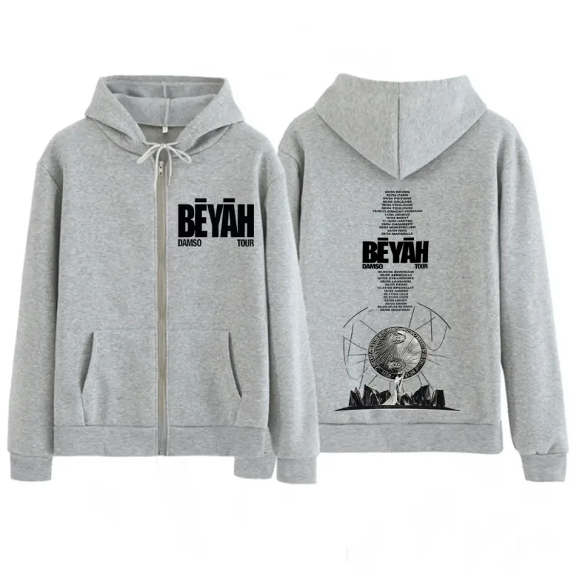 Singer Damso 2026 Tour Beyah Album Print Zip Up Hoodies Men Women Fashion Jacket Hip-Hop Gothic Punk Loose Zipper Sweatshirts — image 3