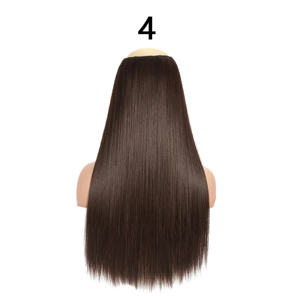 Synthetic 24Inch Hair Extensions OnePiece 5 Clips Long Straight Hairstyle Heat Resistant Fake Hairpiece For Women Natural Brow — image 10