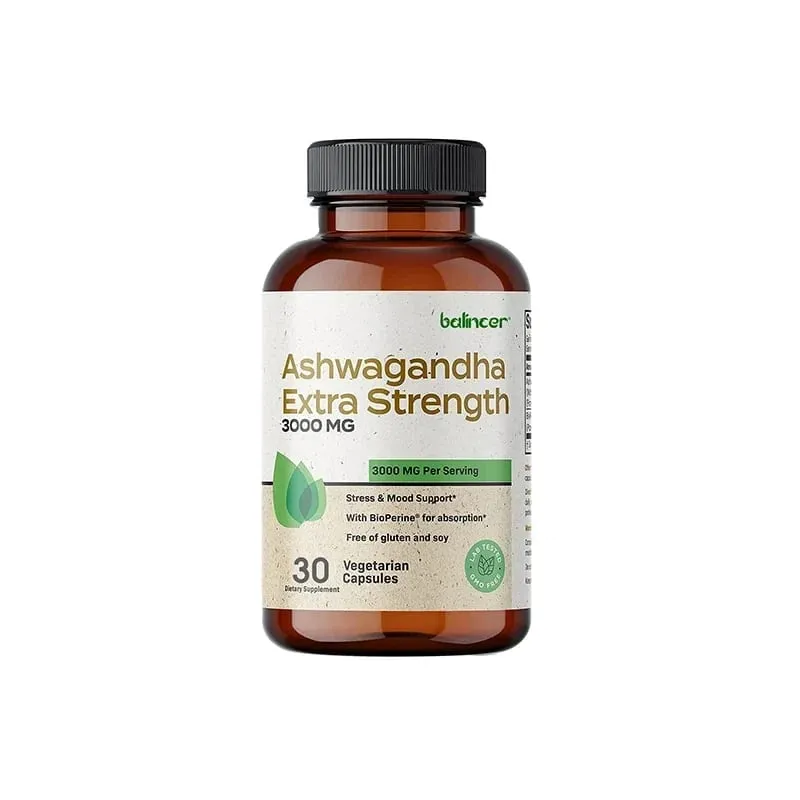 천연 Ashwagandha 스트레스 및 기분 완화 허브 채식 KSM-66 캡슐 항불안 스트레스 완화 두뇌 건강 — image 8