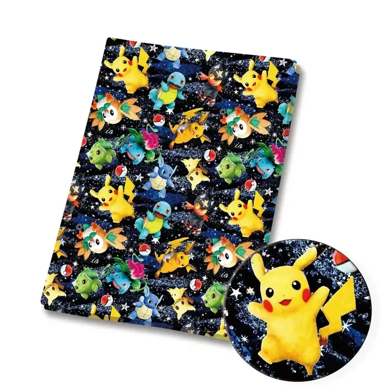 Pokemon tegneseriestof 140*50 cm Håndlavet syning Patchwork Quiltning Babykjole Hjemmeark Trykt stof Stofsyning Børn — image 7