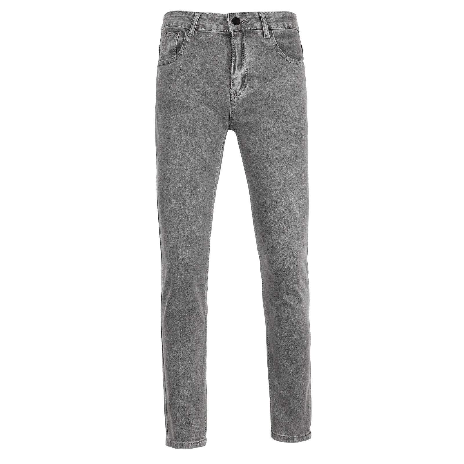 Men New Trendy Slim Fit High Waist Denim Pants Washed Straight‑Leg Casual Jeans For Men — image 4