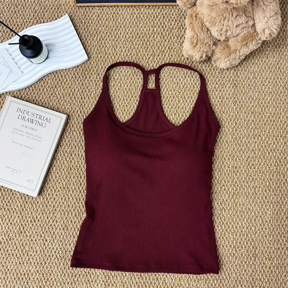 Casual U Neck Summer Tank Tops Sleeveless With Pad Fitted Tops Camisoles Slim Vest Corset for Women — image 11