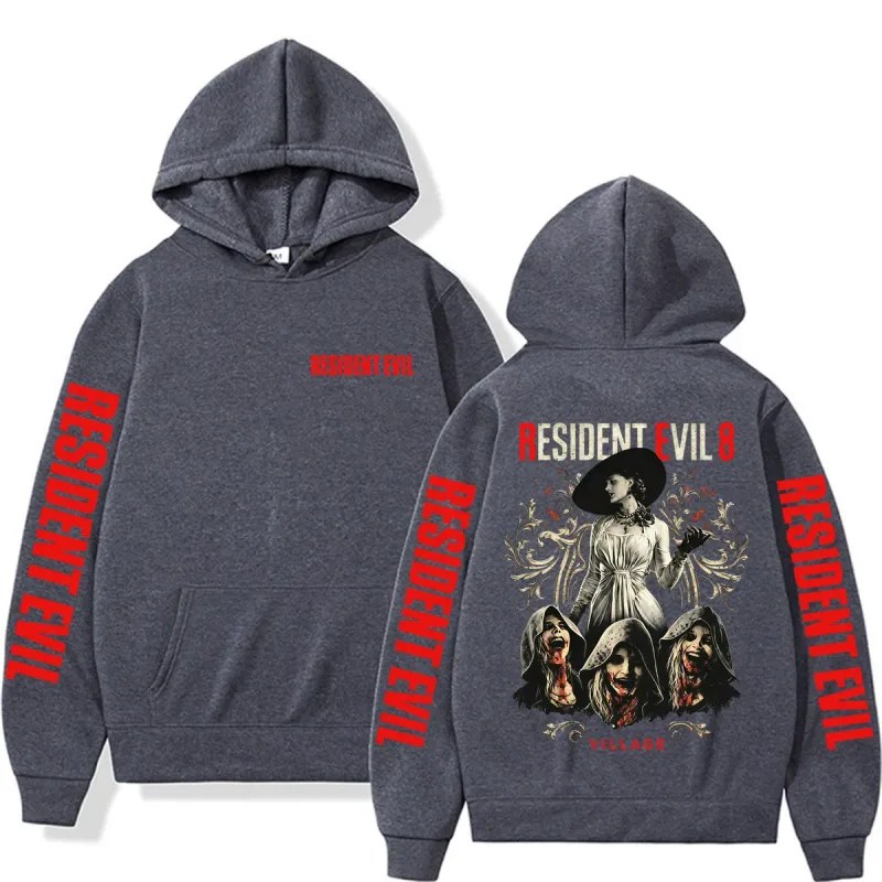 Resident Evil Requiem Village Graphic Hoodies Lady Dimitrescu Horror Sweatshirt Men's Clothing Fashion Casual Long Sleeve Hoodie