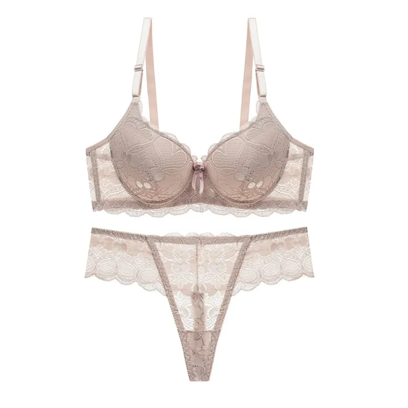 Women s Floral Lace Lingerie Set Sheer Mesh Seductive Babydoll Push up Bra and Panty 2 Pcs Set with Garter Belt — image 7