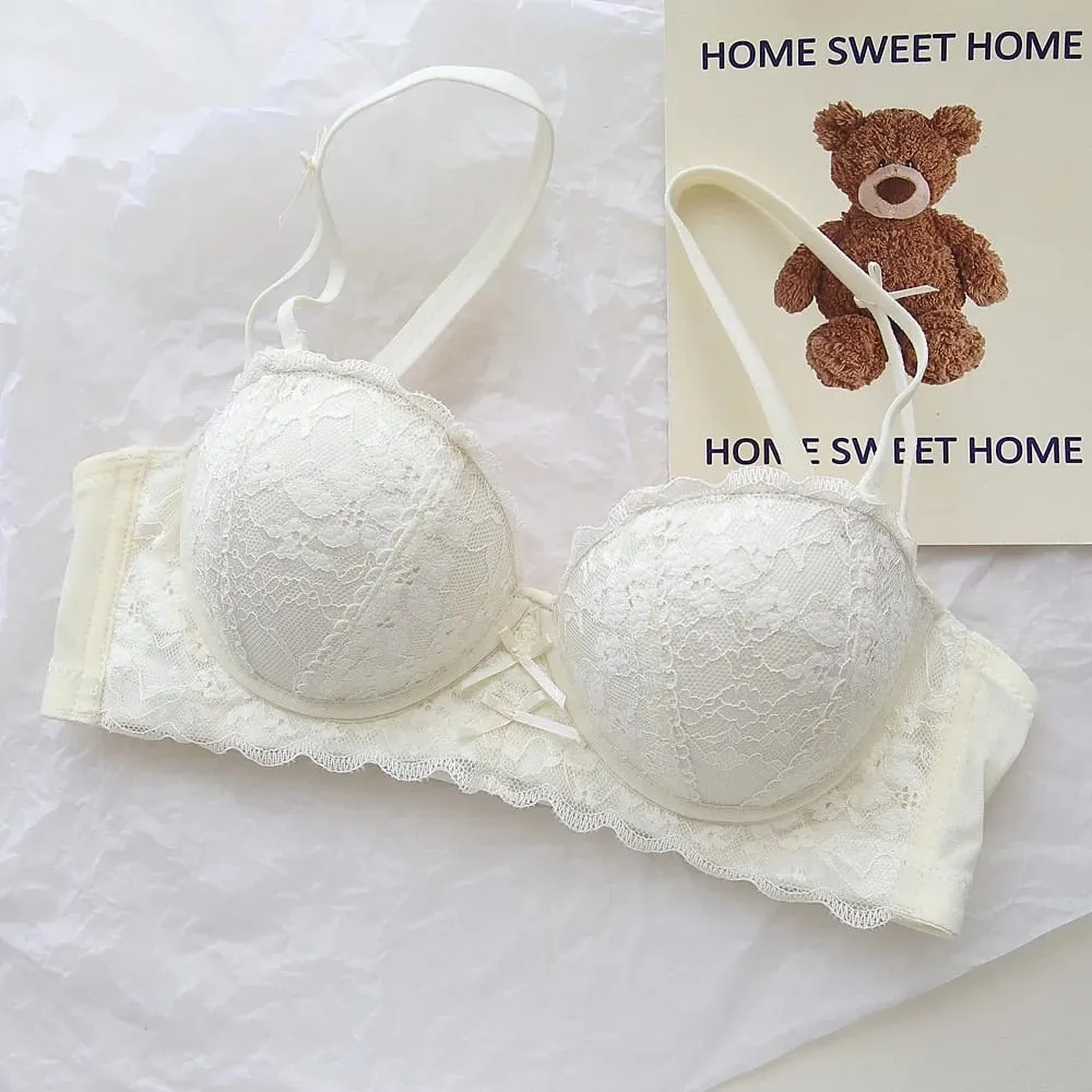 French Lace Women Bra Set Wire Free Push Up Lingerie Set Small Bust Lift Enhance Brassiere And Panty Underwear 32‑38 — image 5
