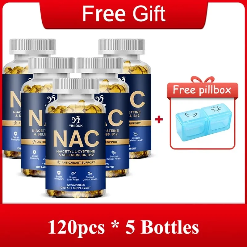 Pure NAC Capsules with Vitamin B12 Support Skin Hydration Antioxidant Immune Cellular Health Detoxification Men & Women