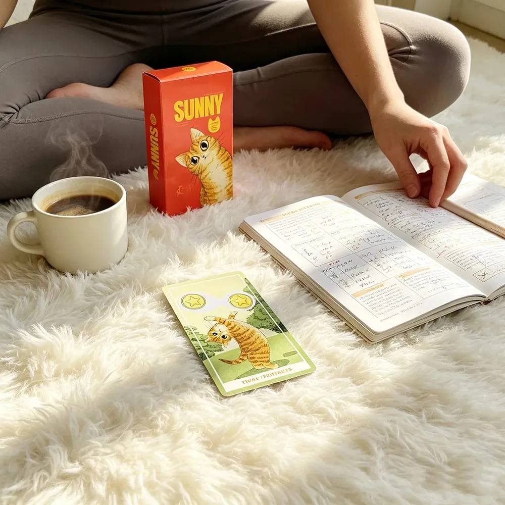 Sunny Cat Tarot Cards Fortune‑Telling Cards Game Spiritual Guidance Divination Cards Cute Witchcraft Gift for Women & Cat Lovers — image 3