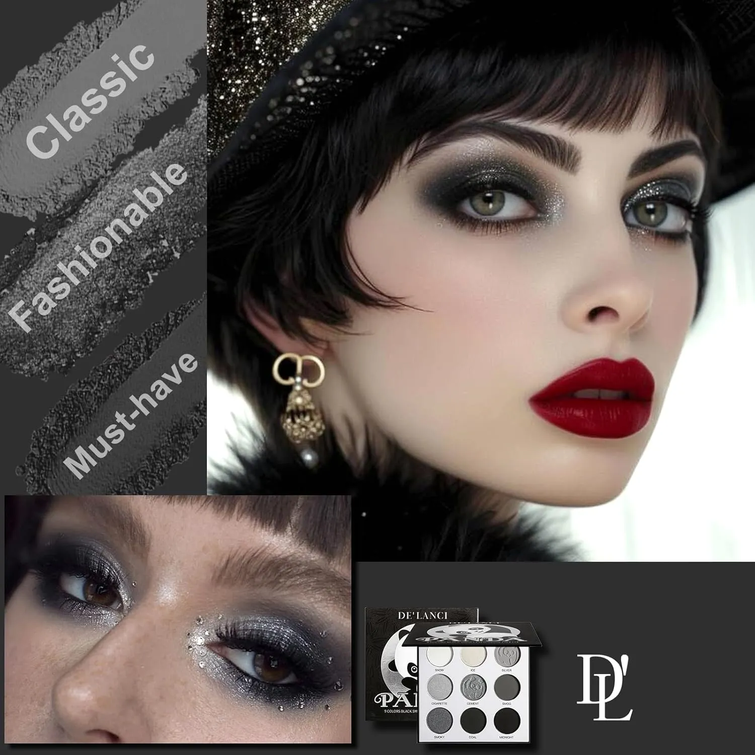 9 Colors Eyeshadow Palette Powder Matte Shimmer Gothic Smoky Punk Blendable High Colors Fine Flash Lasting Eye Makeup — image 3
