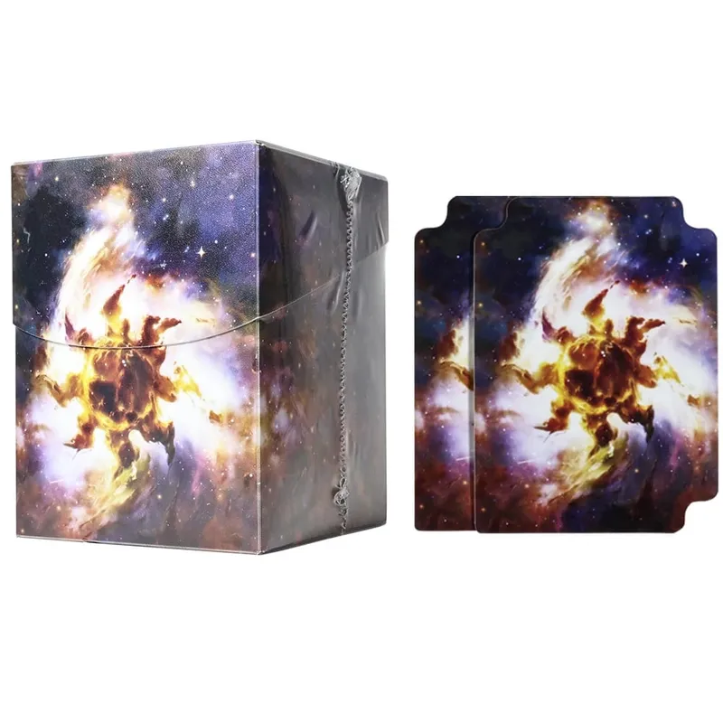 100+ BASIC LANDS Plastic Trading Card Box Holds Double-Sleeved Cards TCG/CCG Storage Card Deck Case for MTG/YGO With Two Divider