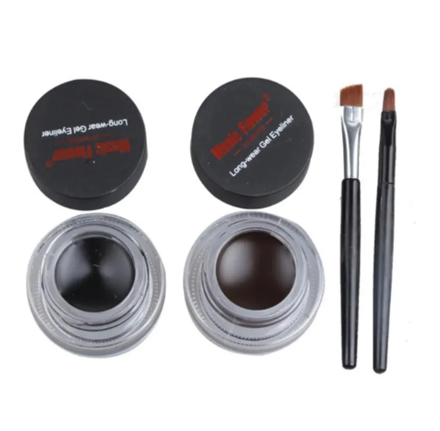Music Flower 2 IN 1 Two-color Eyeliner Gel Set Black & Coffee Waterproof 3D Long Lasting Smudge Proof Eye Makeup Cosmetic Kit — image 1