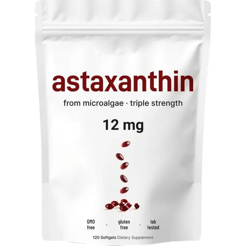 Astaxanthin 12mg Softgels from Microalgae Triple Strength Antioxidant Supplement Cellular Wellness & Everyday Balance 120 Count