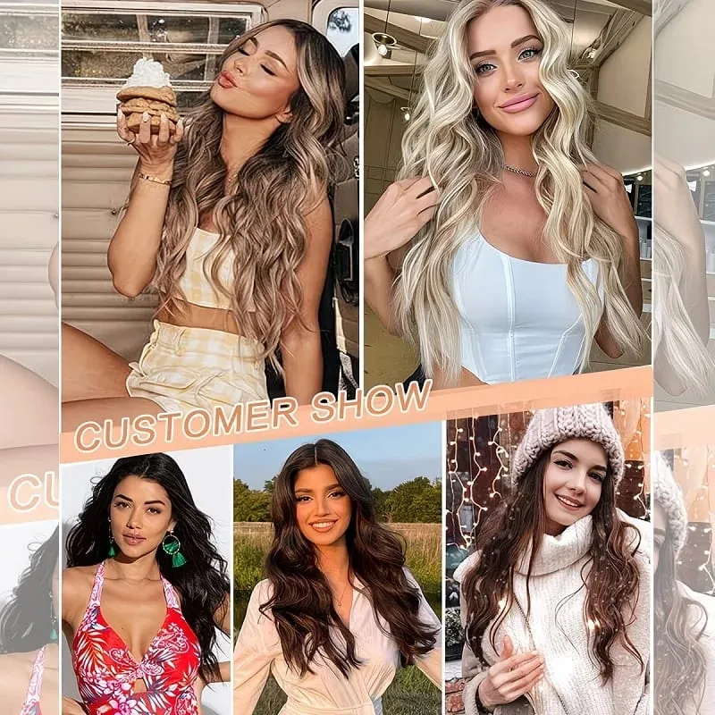 18Inch Synthetic Long Curly Fish Line Hairpiece Invisible Wire Halo Hair Extensions Heat Resistant Fluffy for Daily Styling — image 6
