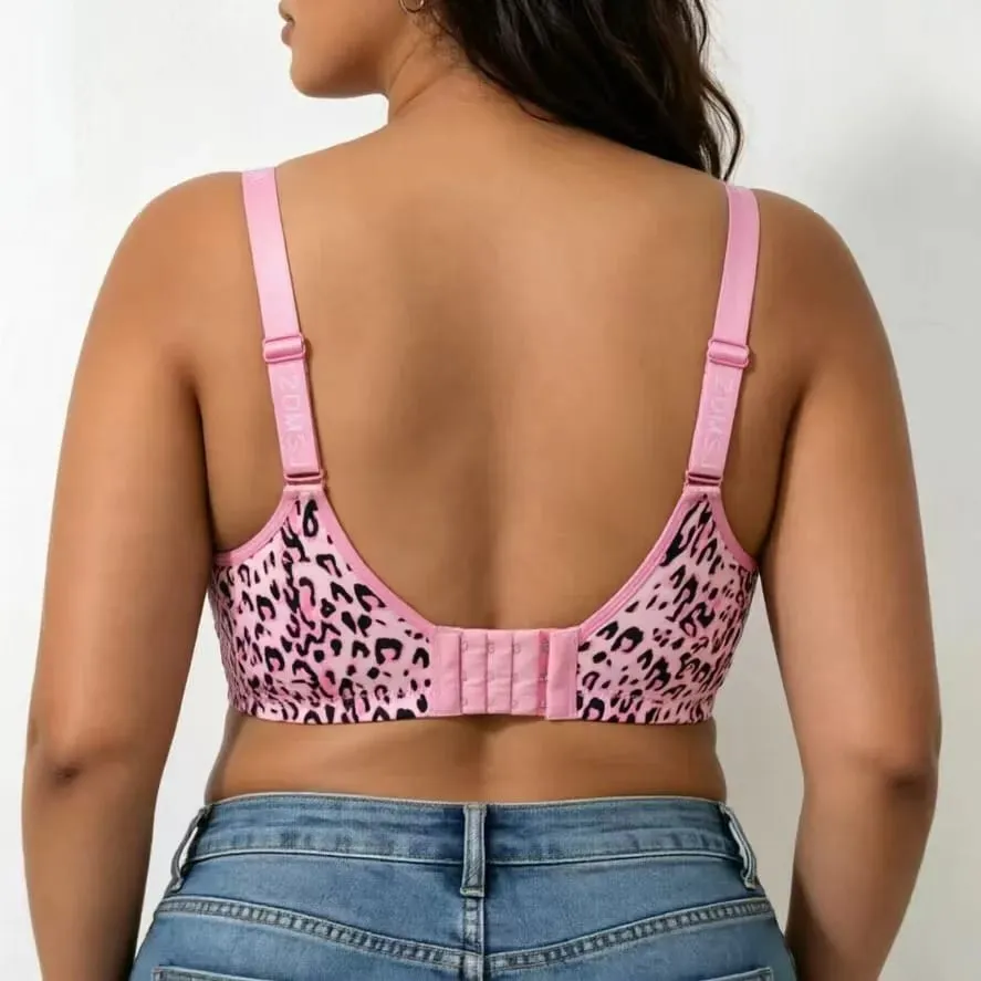 plus Size Thin Wireless Minimizer Bra Leopard Print Gather Anti-Sagging Comfort Lingerie for Big Bust Women — image 3