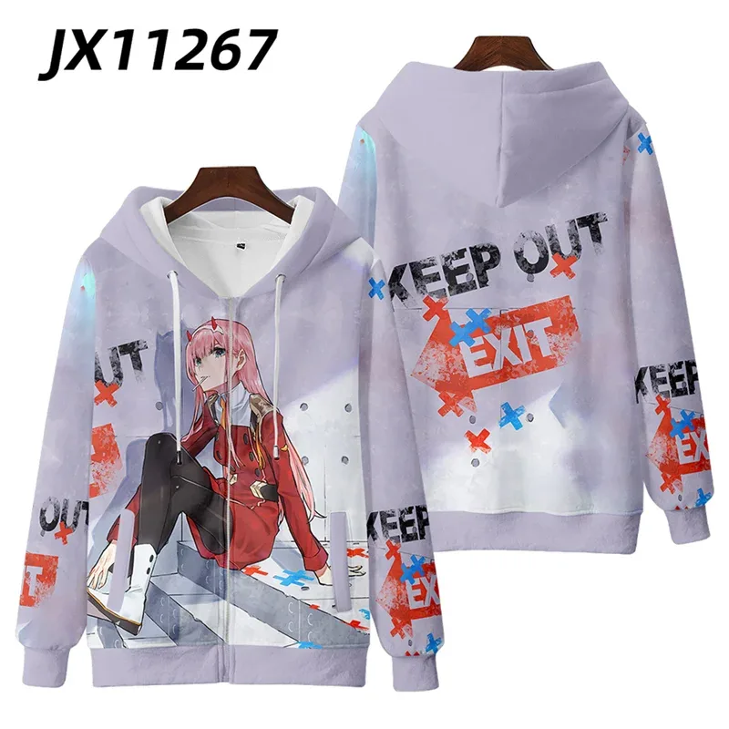 Hot Japan Anime Darling In The Franxx Cosplay Zipper Hoodies 3D Print Men Women Hip Hop Tracksuit Zipper Hoodie Men's Clothing — image 3