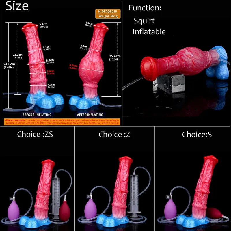 Silicone gonfiabile eiaculazione nodo dildo circonferenza regolabile schizzi fantasia cavallo pene giocattoli adulti del sesso dilatatore anale