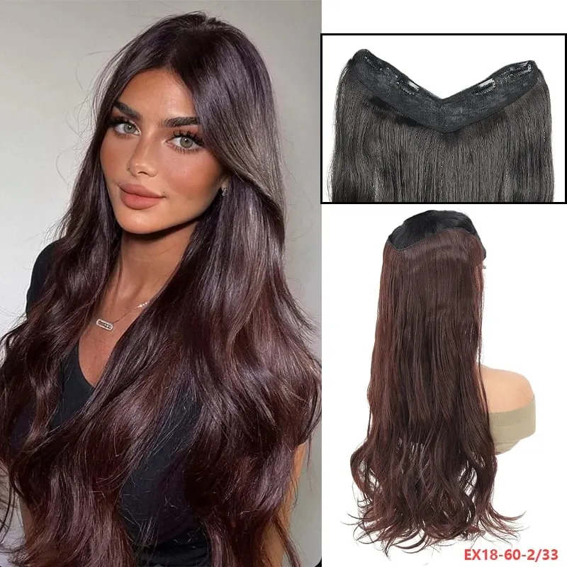 Easy Clip-In V-Wig Piece 20" or 24" Wavy Synthetic Hair Extension Adds Length & Fullness in Seconds — image 14