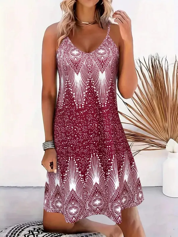 Women's Strappy Summer Dress Simple Sleeveless Floral Sundress Beach V-Neck Dress for summer clothes Casual summer outfits — image 10