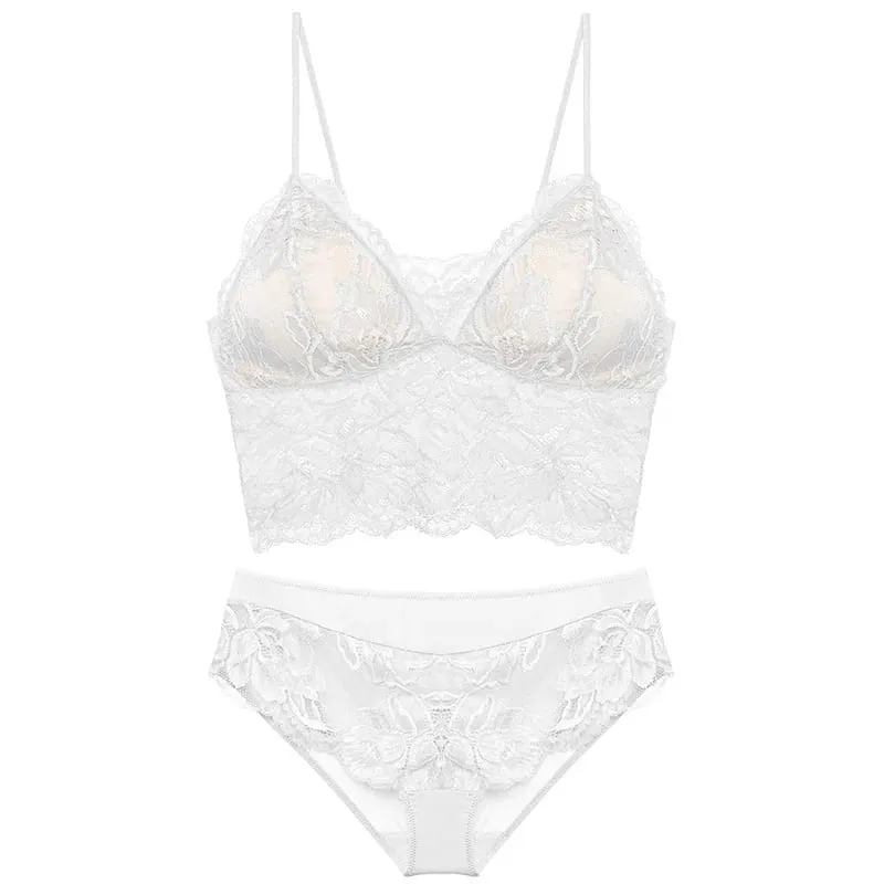 French Backless Bralette Sheer Lace Wireless Halter Top No Underwire Anti Nipple Show Comfort Bra & Tushy Set CA MOYISU Sexy Bra — image 9