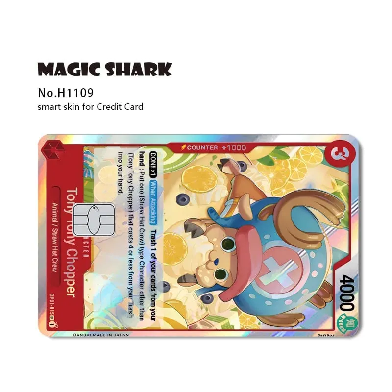 Magic Shark Luffy Nami Ace Zorro OP TCG Card Style Lazer Holographic Thin Sticker Film Skin for Debit Credit Card
