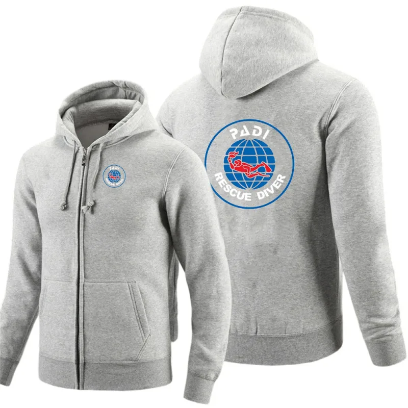 Scuba Driver Padi 2026 white Hoodies men Autumn Long Sleeve Pullover Tops Casual Pocket Hoodies Outer Loose Sport Wear