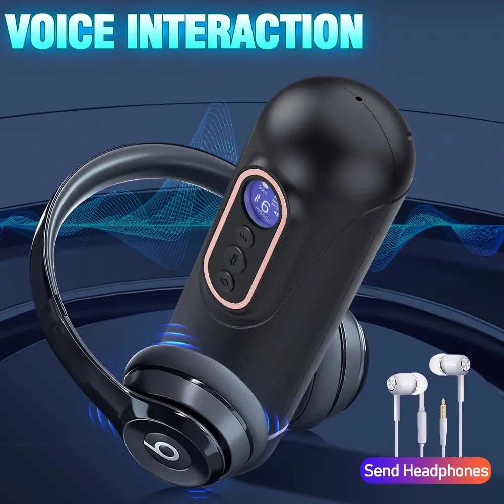 Automatischer Teleskop-Saugen-männlicher Masturbator, vibrierend, intelligente Heizung, sexy Stimme, Kopfhörer, Taschenmuschi, Sexspielzeug für Männer