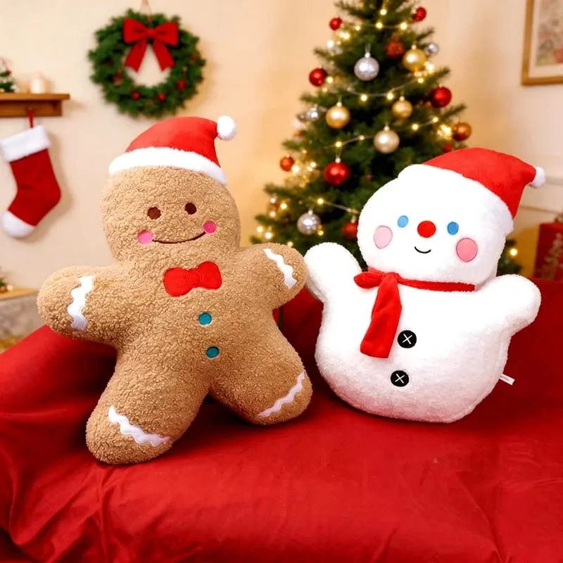 Christmas Tree Snowman Gingerbread Man Plush Pillow Soft Sofa Cushion Napping Pillow Adorably Room Decor Toys Christmas Gift — image 4