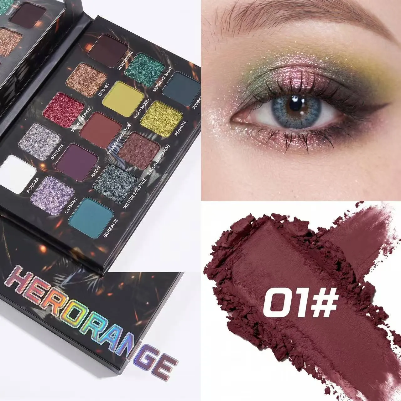 Dark Color Smoke 15 Color Eye Shadow Plate Glitter Shimmer Eyeshadow Palette Velvety Matte&Satin Finish for Eyes Long Lasting — image 6