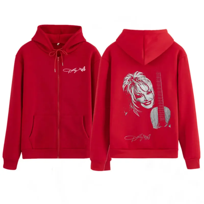 Dolly Parton Country Music Guitar Zipper Hoodies Men Women Fashion Long Sleeve Oversized Zip Up Hooded Sweatshirts Jackets Coats — image 5