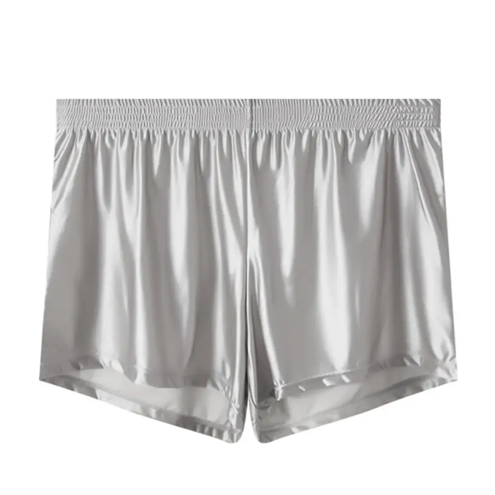 1pc hommes glace soie lisse solide Boxer Shorts culottes L-3XL grande taille vêtements de nuit amples sous-vêtements troncs sans couture confortable vêtements de nuit