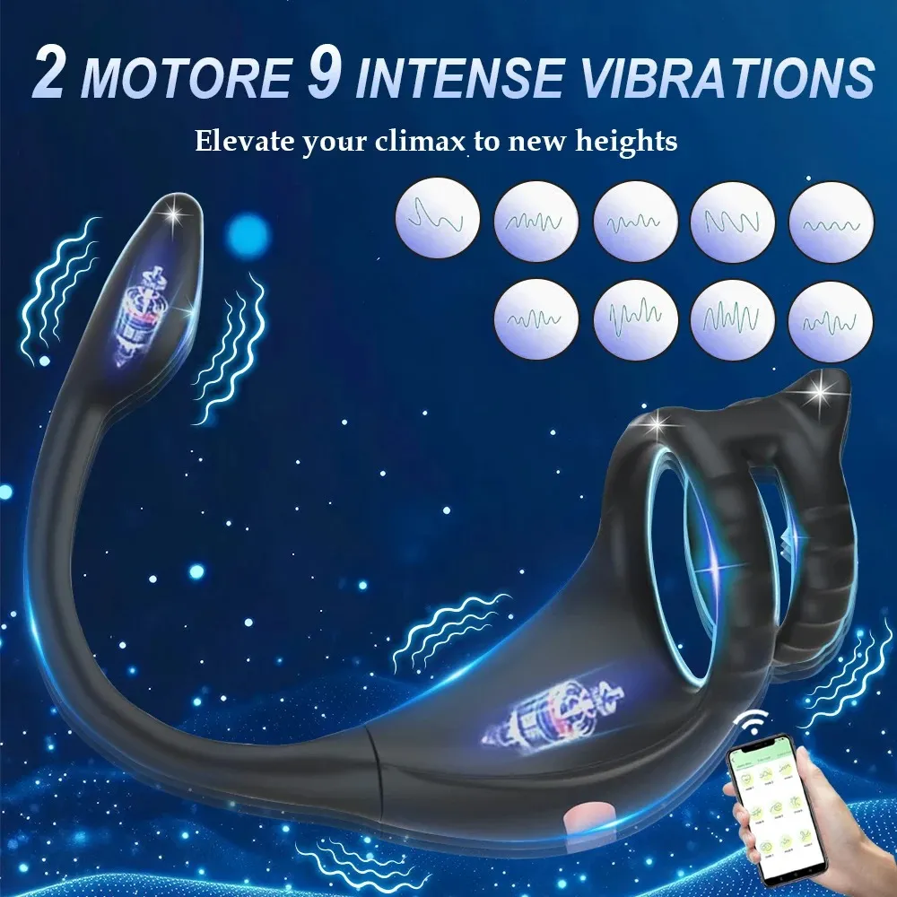 Wireless APP Cock Ring Vibrator Male Remote Anal Butt Plug Control Prostate Stimulator Penis Massager Adult Sex Toys for Men Gay
