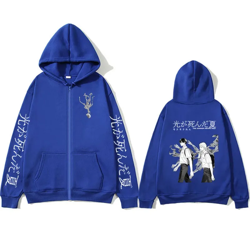Anime The Summer Hikaru Died Zipper Hoodies Hikaru Yoshiki Manga Zip Up Hooded Sweatshirts Men Long Sleeves Hoodie Jackets Coats