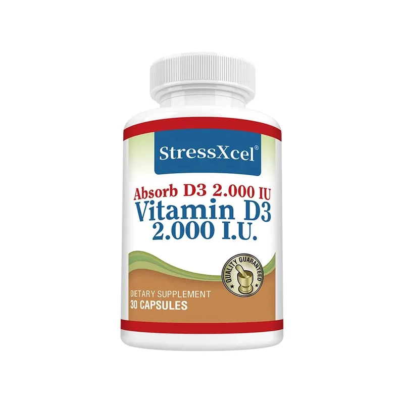 High Potency Vitamin D3 2000IU Capsules Immune Support Bone Health Muscle Function Whole-Body Wellness Non-GMO Gluten Free