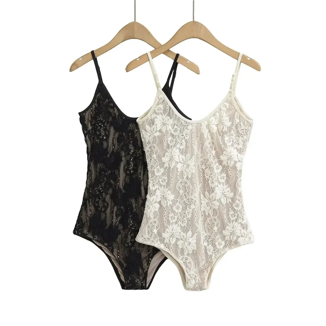 Sexy Mesh See Through With Lining Backless Spaghetti Strap Bodysuit Woman Sling Tight Short Jumpsuit Slim fit Rompers Playsuits — image 2
