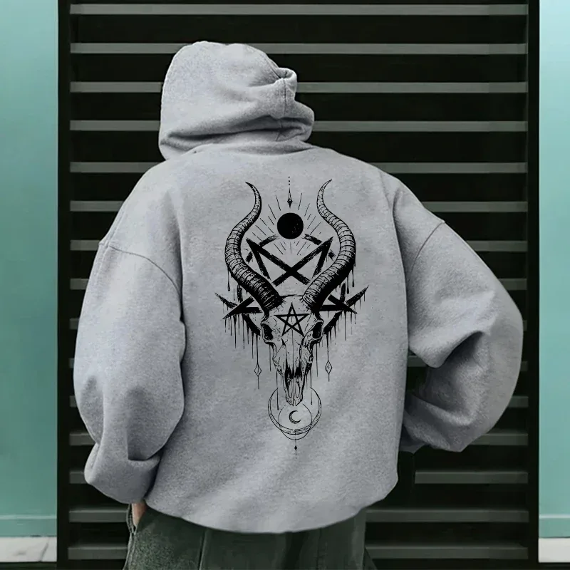 Autumn Winter Male Top Casual Pullover 666 & Inverted Cross Men's Gothic Hoodies Demonic Horror Face Print Sweatshirt Streetwear — image 20
