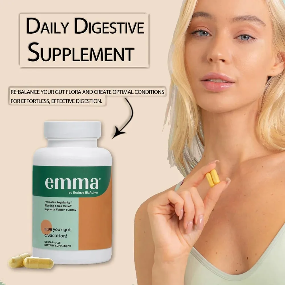 Emma Gut Health Relief Supplement | 60 Digestive Capsules For Women & Men | Helps Ease Bloating & Digestion — image 2