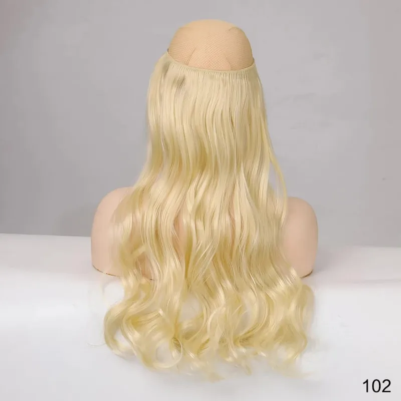 32' Invisible Wire Hair Extensions Curly Black No Clip One Piece Synthetic Hair Piece for Women Natural Long Heat Resistant — image 10