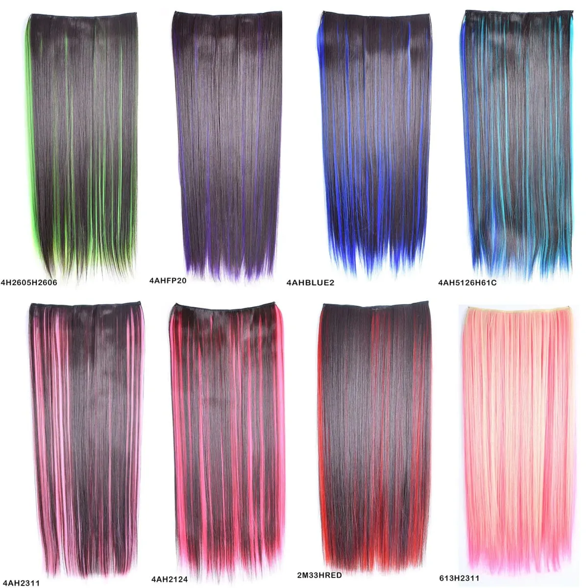 Jeedou Piano Color Hairpiece Clip-In Hair Extension 5-Clips One Piece Long Straight Synthetic Hair For Girls Ladies Daily Use