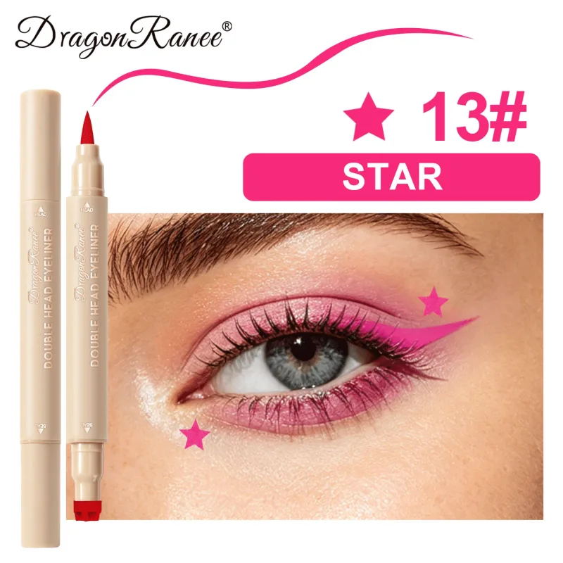Colorful Liquid Stamp Eyeliner Red Star Heart Butterfly 2 in 1 Eye Liner Pencil Purple Pink Waterproof Eye Template Makeup Tool — image 12