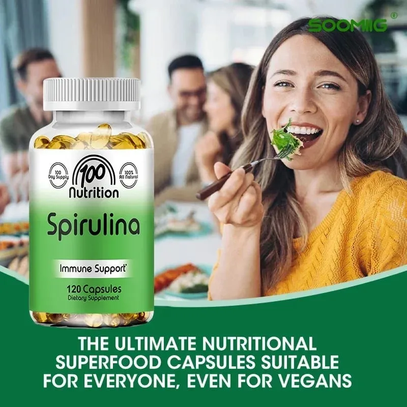 Spirulina Softgels Organic Superfood Algae - Supports Cardiovascular and Immune System Health Powerful Antioxidant