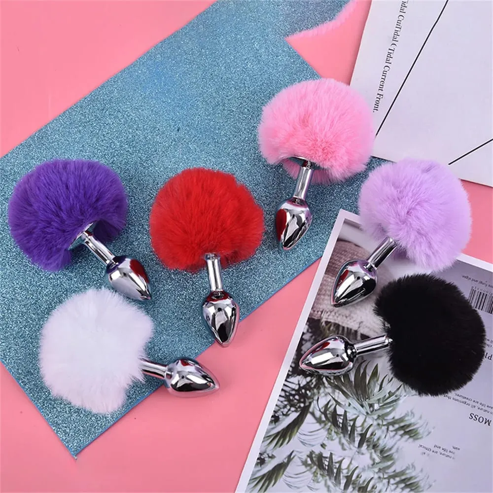Stainless Steel Rabbit Tail Metal Butt Plug Anal Sex Toy Metal Plush Anal Plug Massager Sex Toys for Masturbator Women — image 3