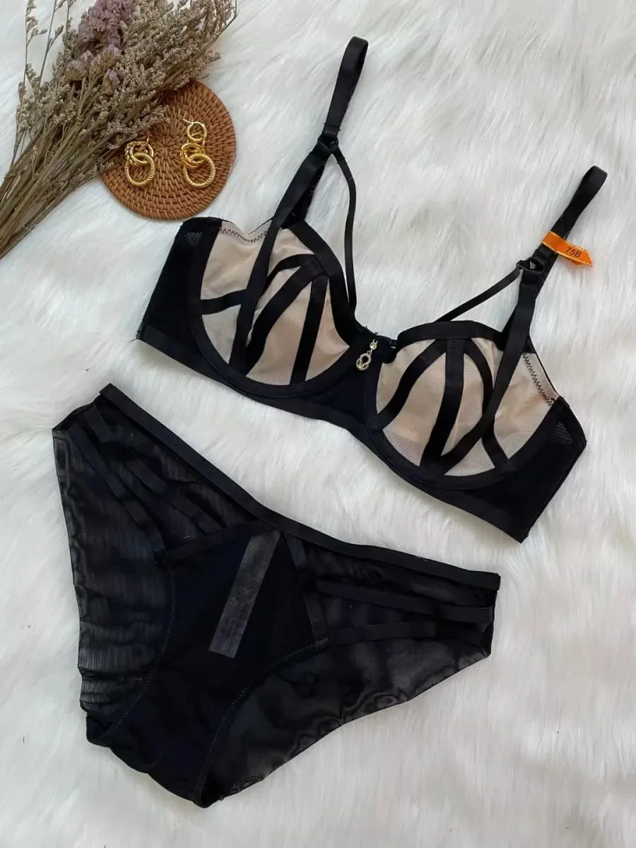Sexy Lace Lingerie Set for Women Push Up Bra & Panty Set Sheer Mesh Underwear for Special Occasions — image 3
