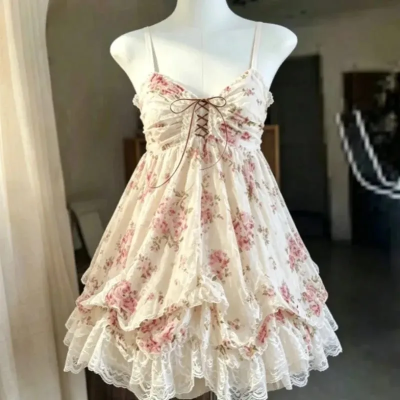 Gothic Retro Sweet Bud Mini Dress Women Harajuku Y2k Strap Dress Y2K Aesthetic Club Party Fashion Outfits — image 9