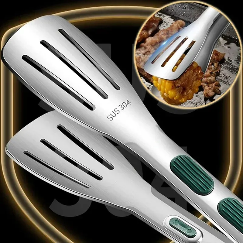 Stainless Steel Food Tongs Household Kitchen Thickened Heat-resistant Steak Tongs Food Buffet Barbecue Roasted Meat Bread Clips — image 3