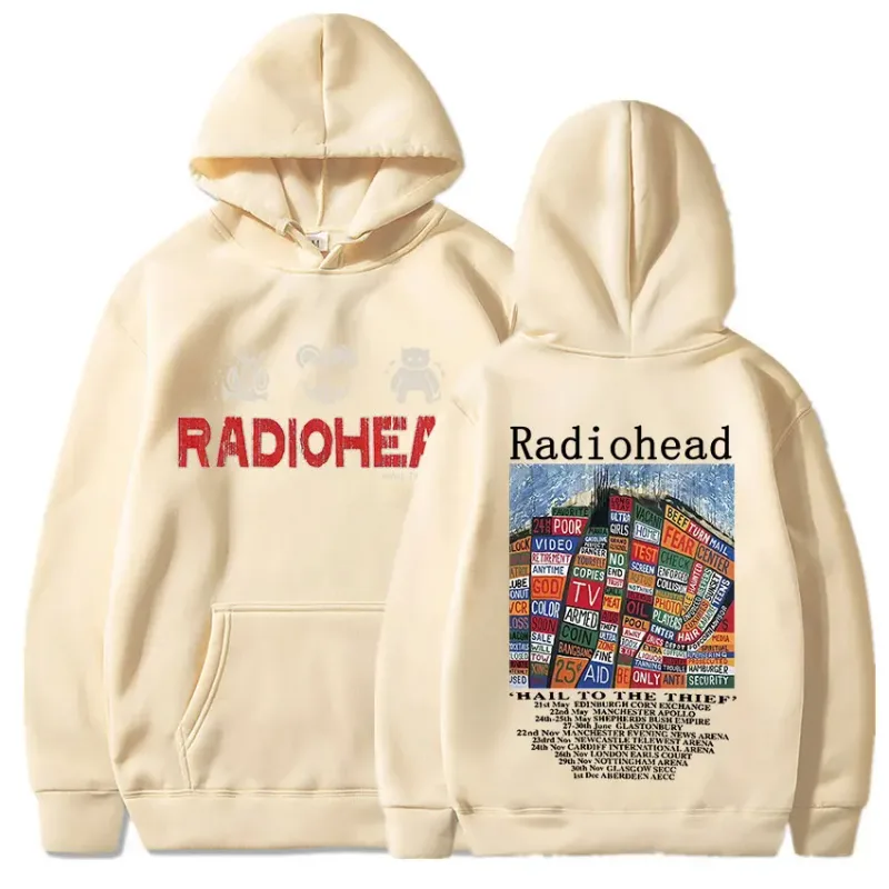 Radiohead винтажная толстовка с принтом, мужская и женская одежда, пуловер в стиле хип-хоп, рок-группа Hail To The Thief, музыкальный альбом, толстовки с капюшоном — image 13