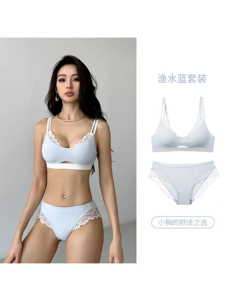 Sexy Push Up Sports Bra & Panties Set Wireless T-shirt Bra for Large Small Bust Plus Size Anti Sagging Seamless Workout Bralette — image 4