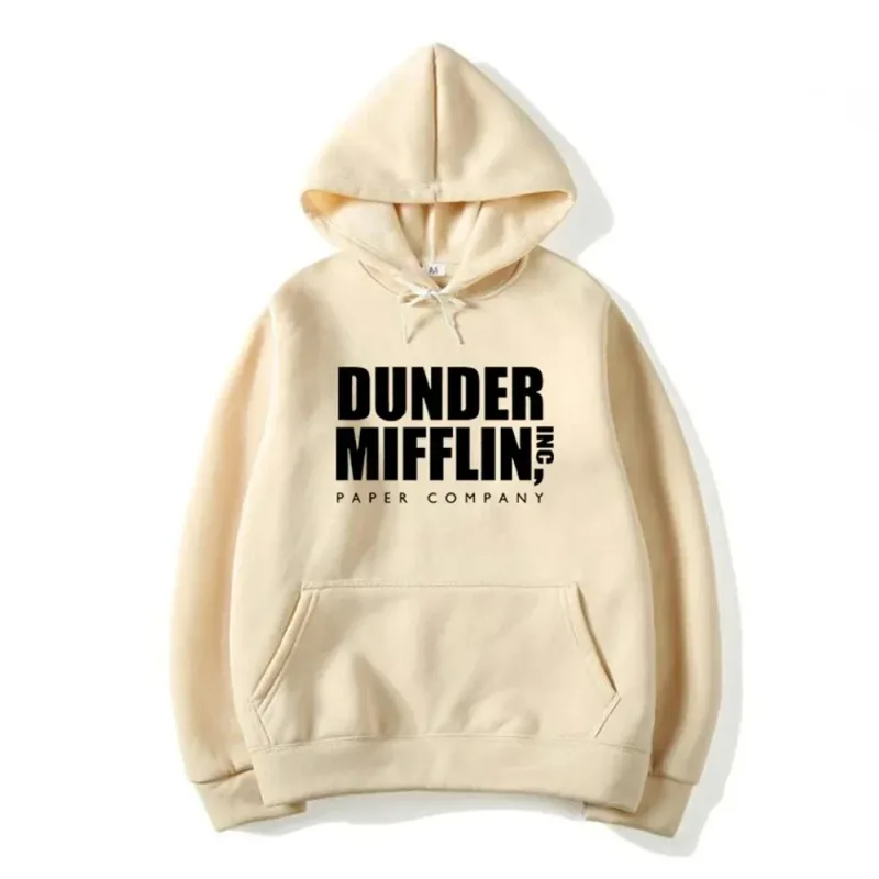 Dunder Mifflin Hoodie Paper Company Office TV Show Slogan Minimalist Aesthetic Grey Oversized Casual Sport Sweatshirts